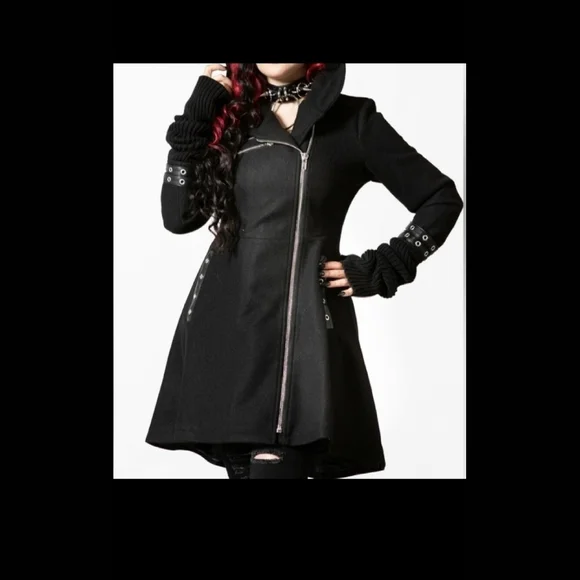 Killstar Gothic Goth Winter Coat Overcoat - Lucretia Buckles - Picture 2 of 3